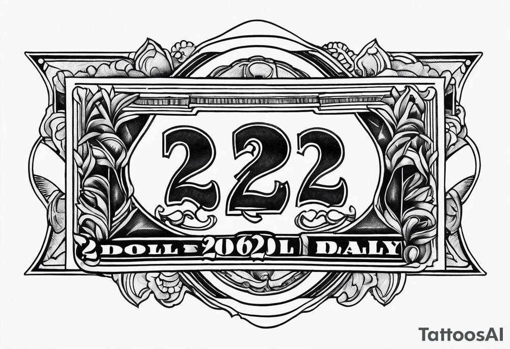 2 dollar bill flowing tattoo idea