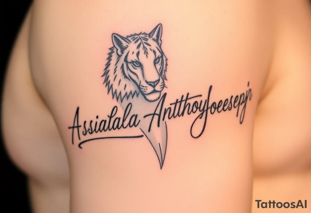Writing of siblings names with animal. 
Names are, Isabella, Anthony, Joeseph tattoo idea