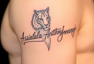 Writing of siblings names with animal. 
Names are, Isabella, Anthony, Joeseph tattoo idea