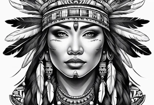Native American woman in traditional dress tattoo idea
