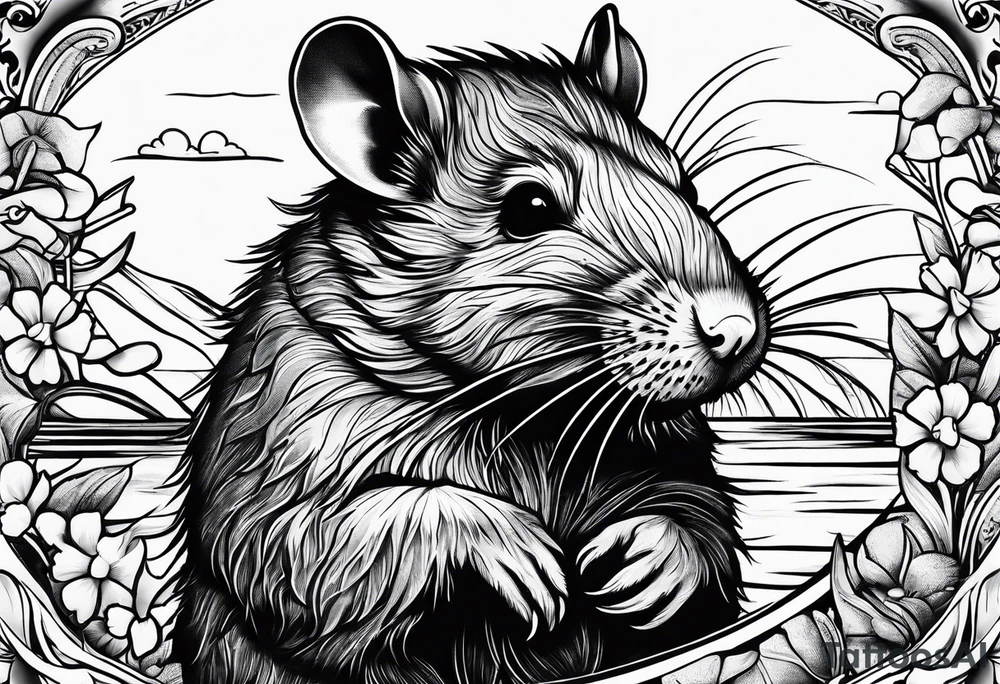 Rat without Flowers on beach tattoo idea