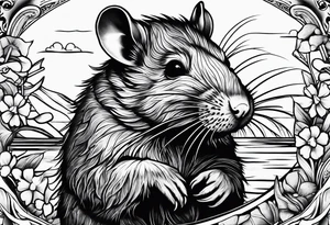 Rat without Flowers on beach tattoo idea