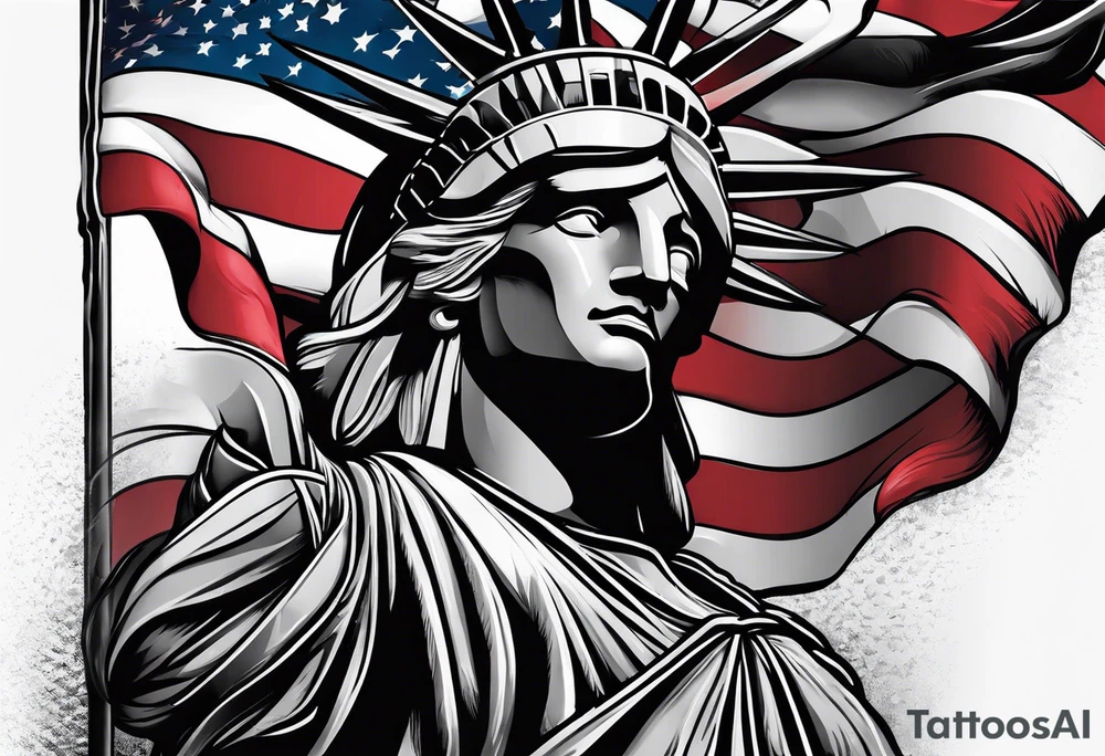 American flag black and grey tattoo idea
