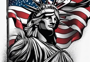 American flag black and grey tattoo idea