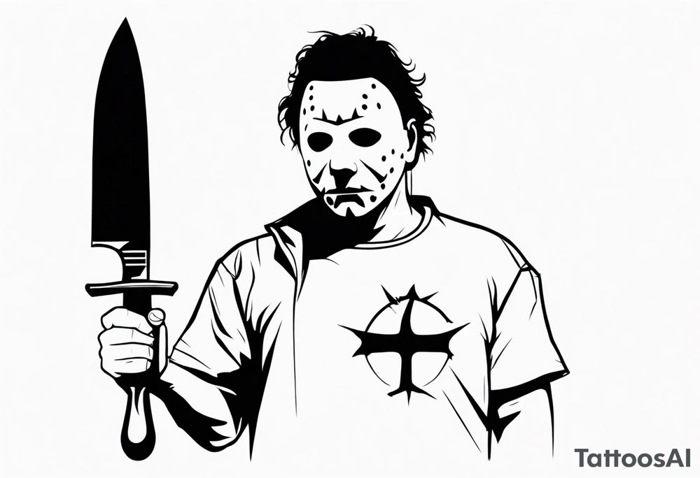 michael myers with a knife tattoo idea