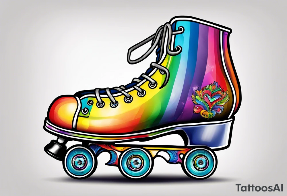 rainbow rollerskates tattoo idea