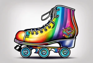 rainbow rollerskates tattoo idea