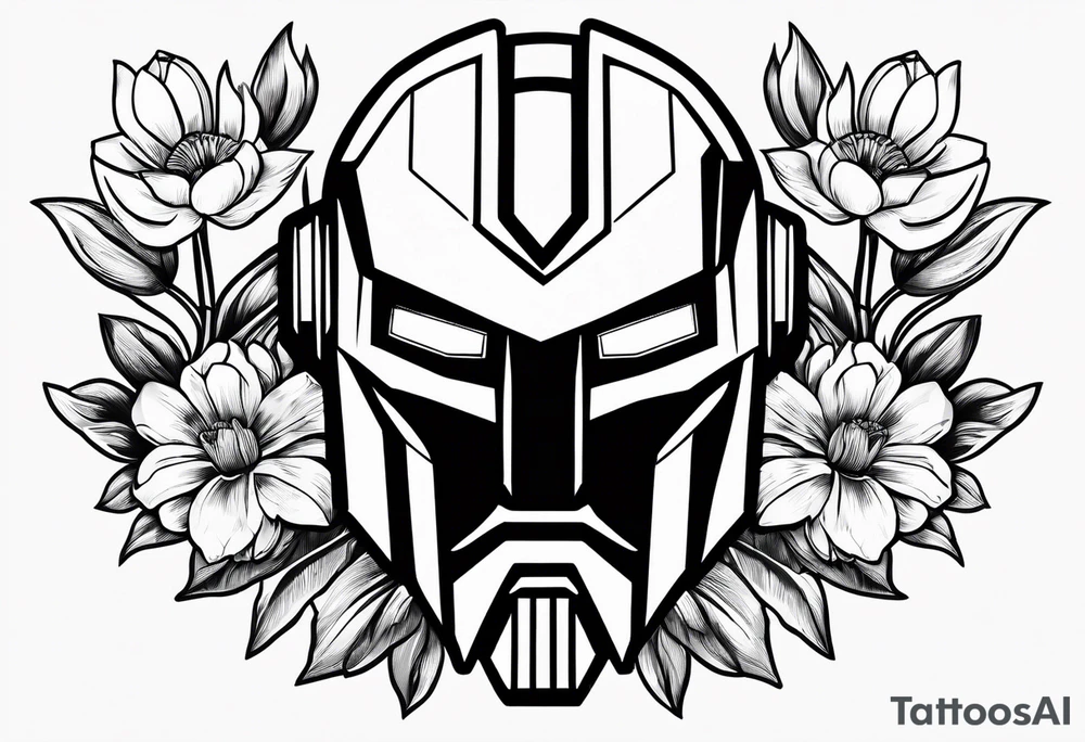 Autobot symbol with Dasiys and tulips tattoo idea