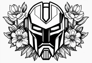 Autobot symbol with Dasiys and tulips tattoo idea