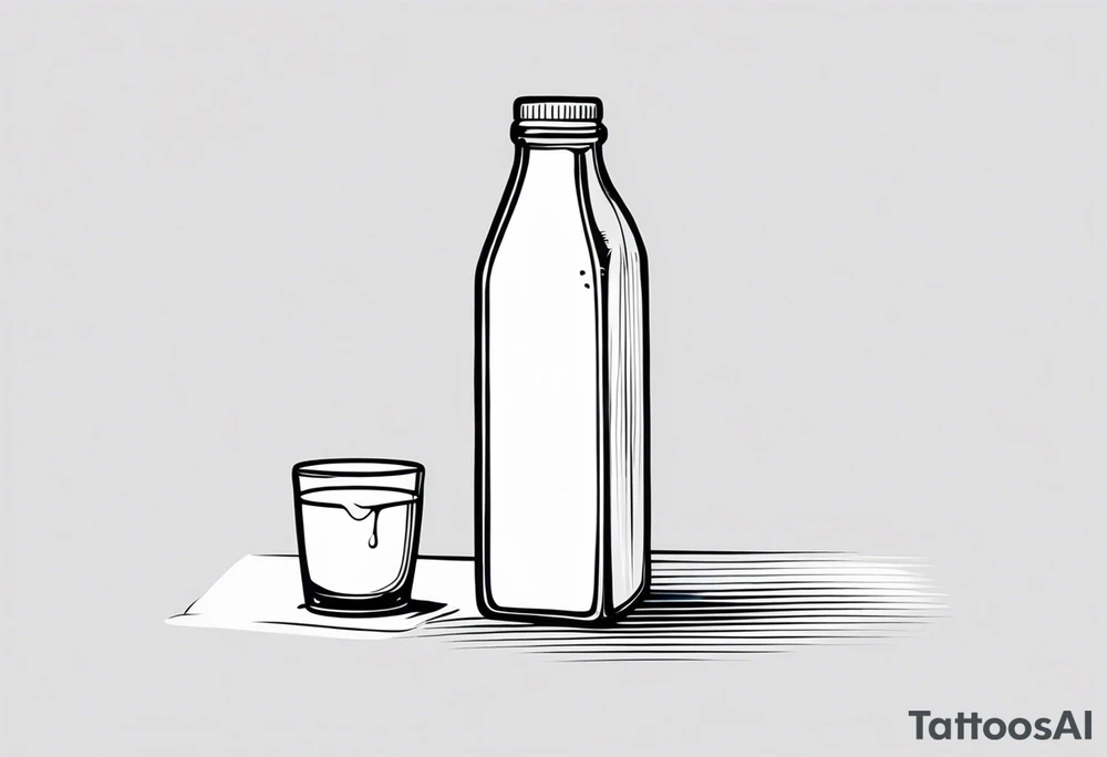 bottle of milk spilled onto the table tattoo idea