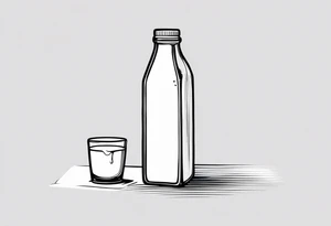 bottle of milk spilled onto the table tattoo idea