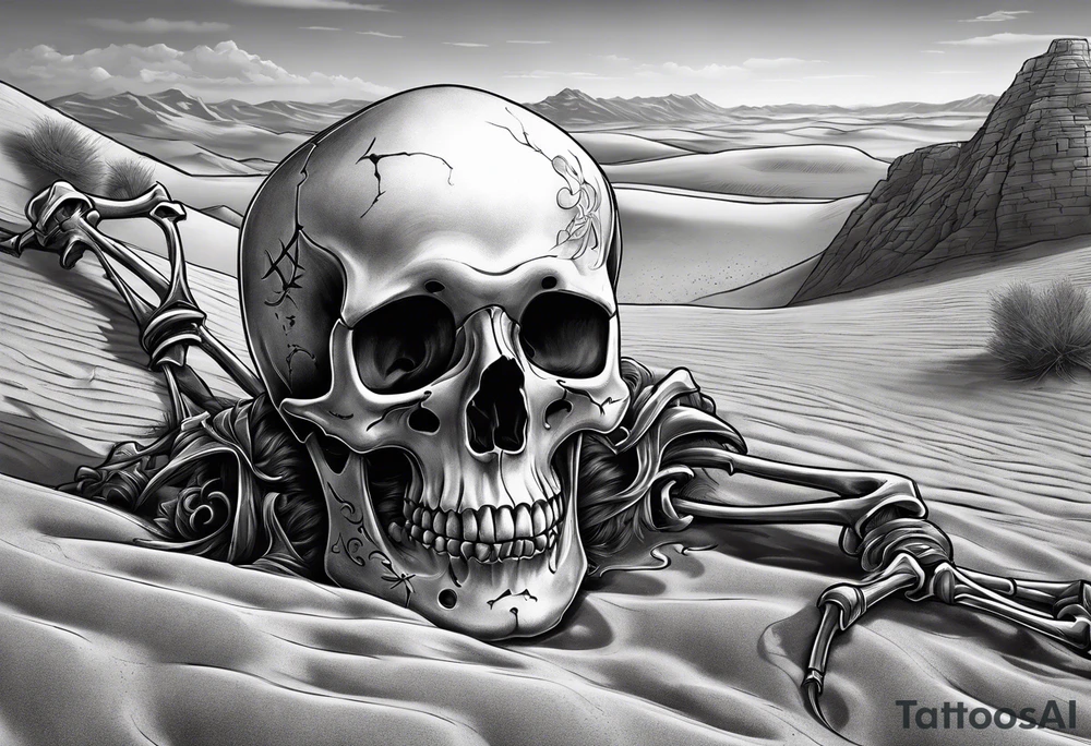 skeleton crawling towards a cross in a desert tattoo idea skeleton crawling towards a cross in a desert tattoo idea