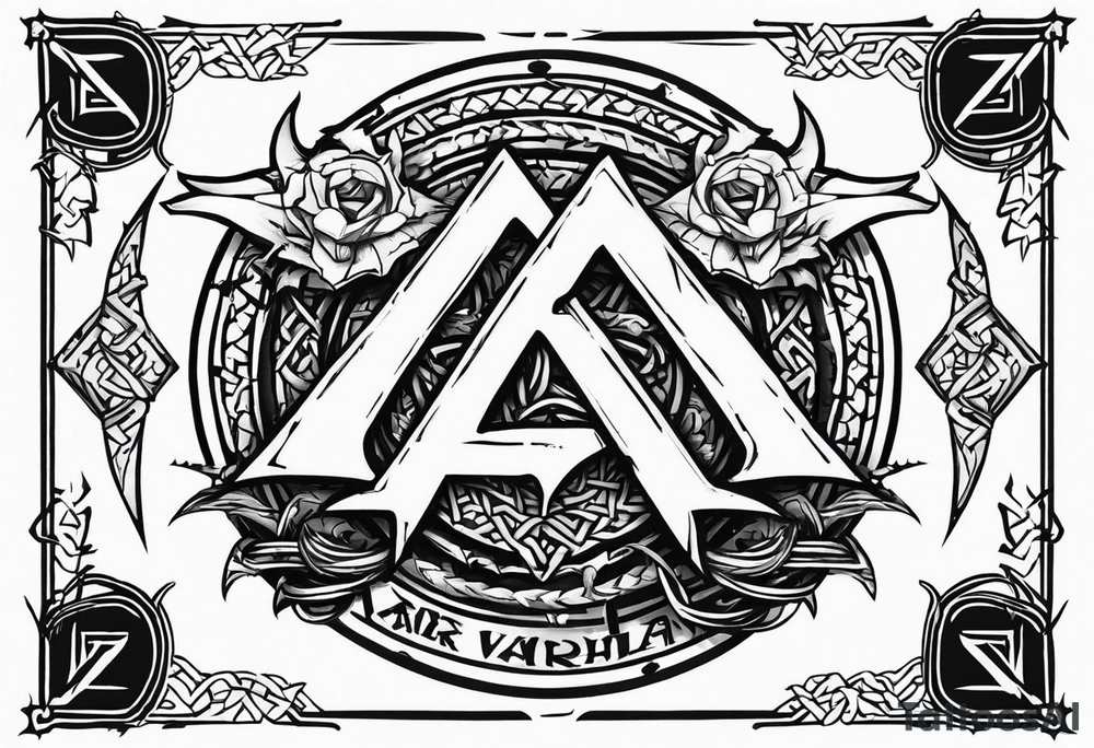 Valhalla sword shield dragon axe Valknut barbed wire
steps tattoo idea Valhalla sword shield dragon axe Valknut barbed wire
steps tattoo idea