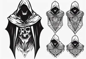 Upper half of a hooded reaper with no weapon tattoo idea