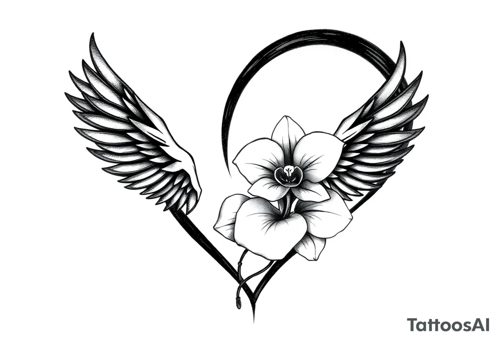 infinity loop with wings inside and an orchid tattoo idea