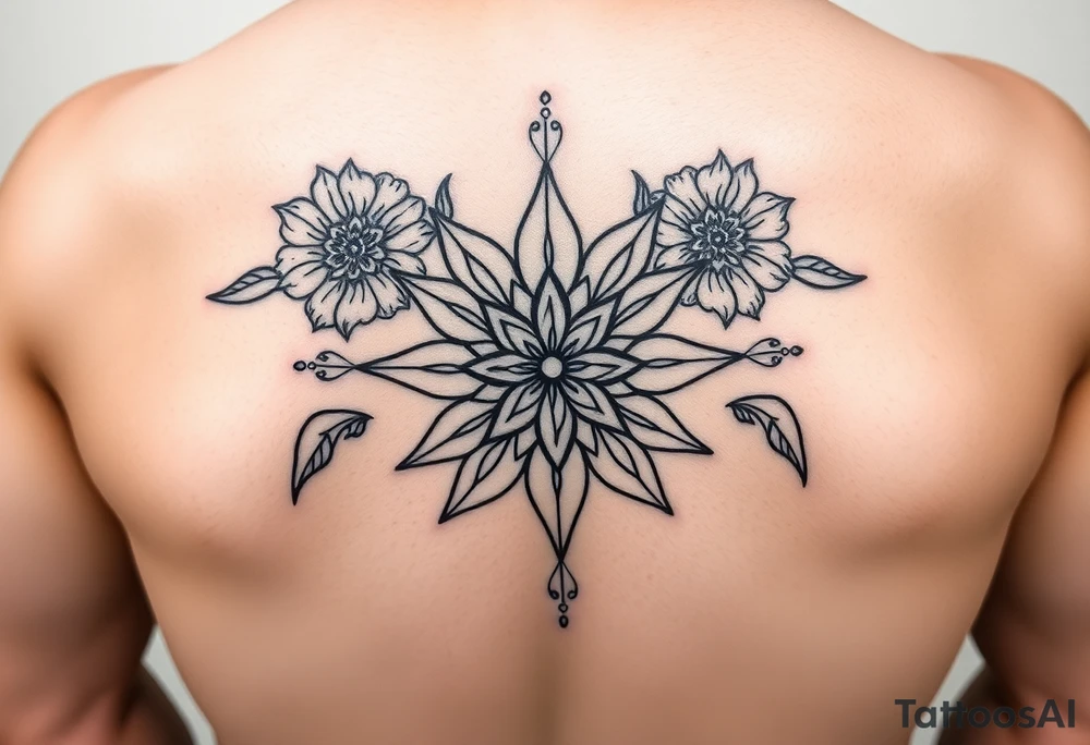 Hand or arm floral, lotus, Mandala, lines tattoo idea
