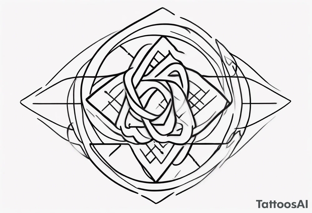 The mathematical 6,1 prime knot that is cute, shape it like a friendship graph tattoo idea
