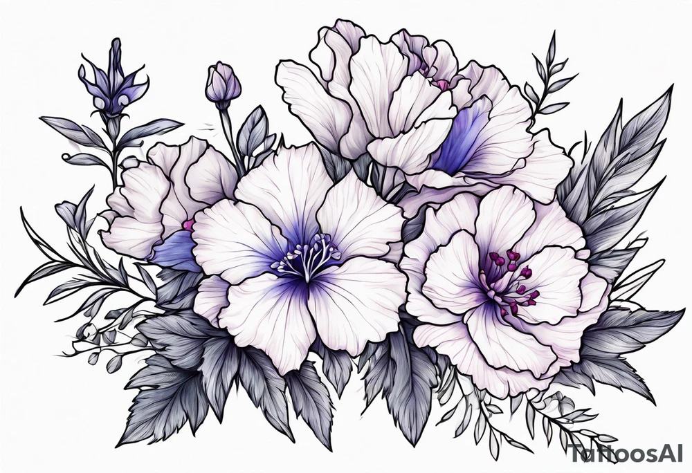 Larkspur flowers and carnation flowers tattoo idea