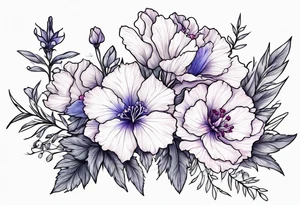 Larkspur flowers and carnation flowers tattoo idea