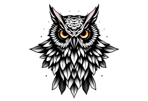 Geometric asymmetric owl tattoo idea