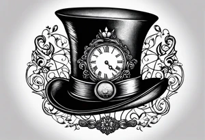 Mad hatter hat on pocket watch tattoo idea