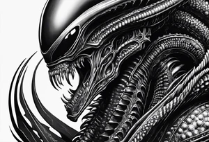 Xenomorph queen with ovomorph eggs tattoo idea