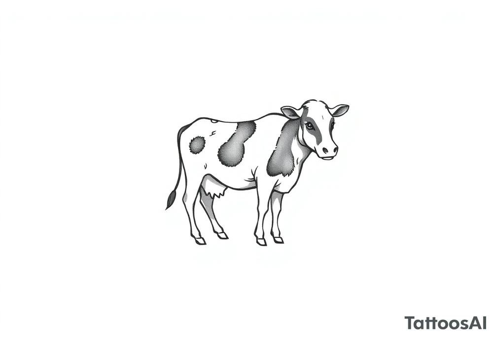 small black and white patched cow tattoo idea