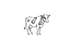 small black and white patched cow tattoo idea