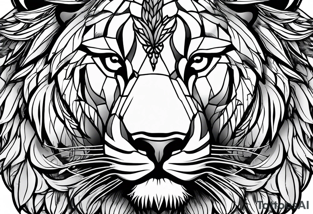 Face of a 1 Eagle, 1 wolf, and 1 Lion tattoo idea