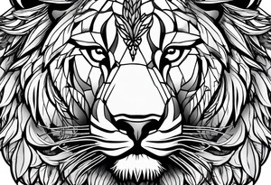 Face of a 1 Eagle, 1 wolf, and 1 Lion tattoo idea