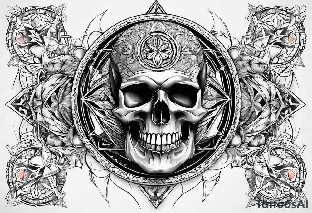 Skull sacred geometry tattoo idea