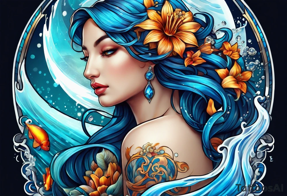 Aquarius, water bearer, tattoo idea