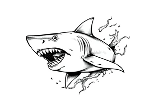 Masculine strong shark flowing tattoo idea