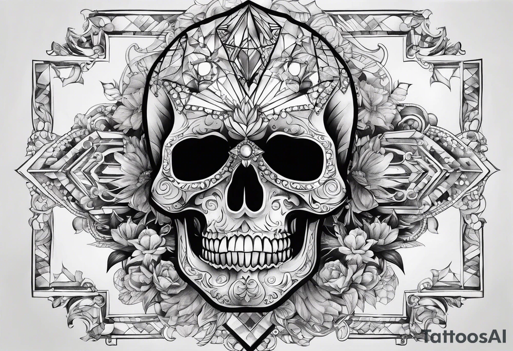Diamond skull add gemstones tattoo idea