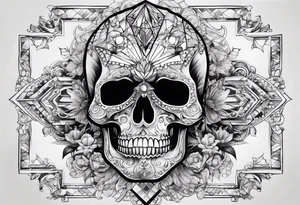 Diamond skull add gemstones tattoo idea