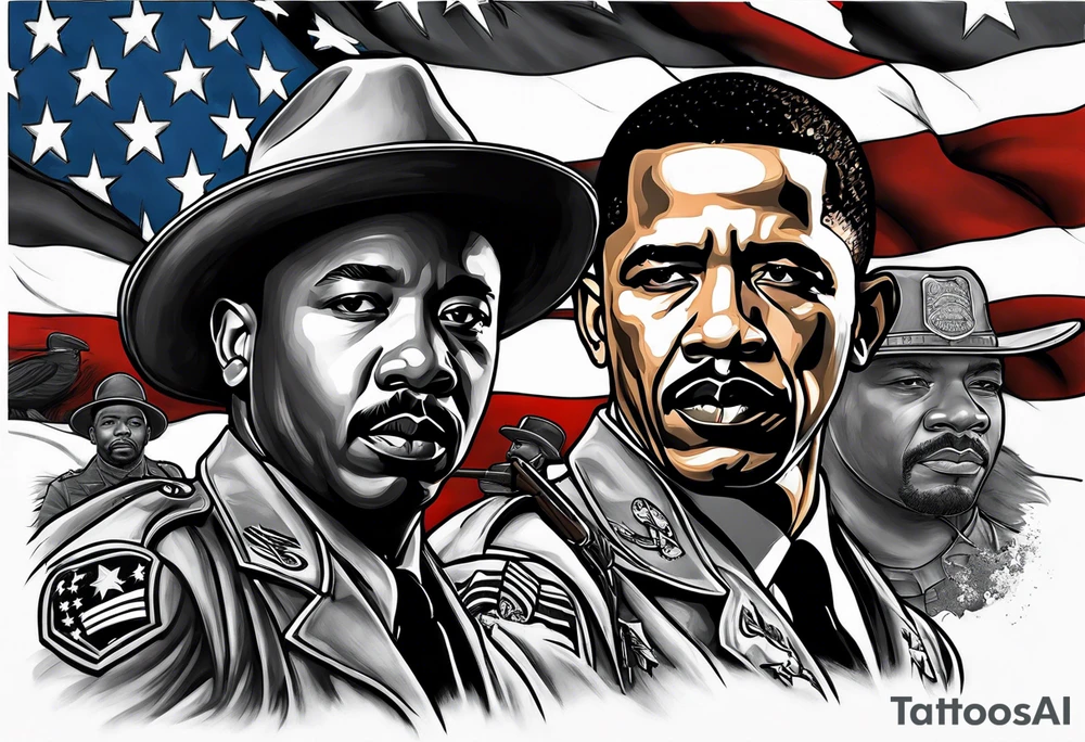 Buffalo soldiers, and Barack Obama, Martin Luther King Jr., sleeve tattoo idea