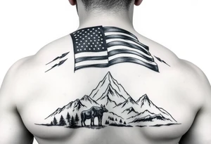 Masculin, American flag, country, mountains, wildlife, nature, racing , father of 4,
blue collar sleeve tattoo idea