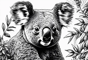 koala in a forest tattoo idea