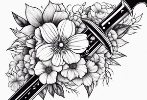 sword shattering into flower tattoo idea
