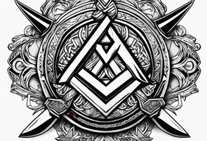 Valhalla sword 
shield axe Valknut tattoo idea