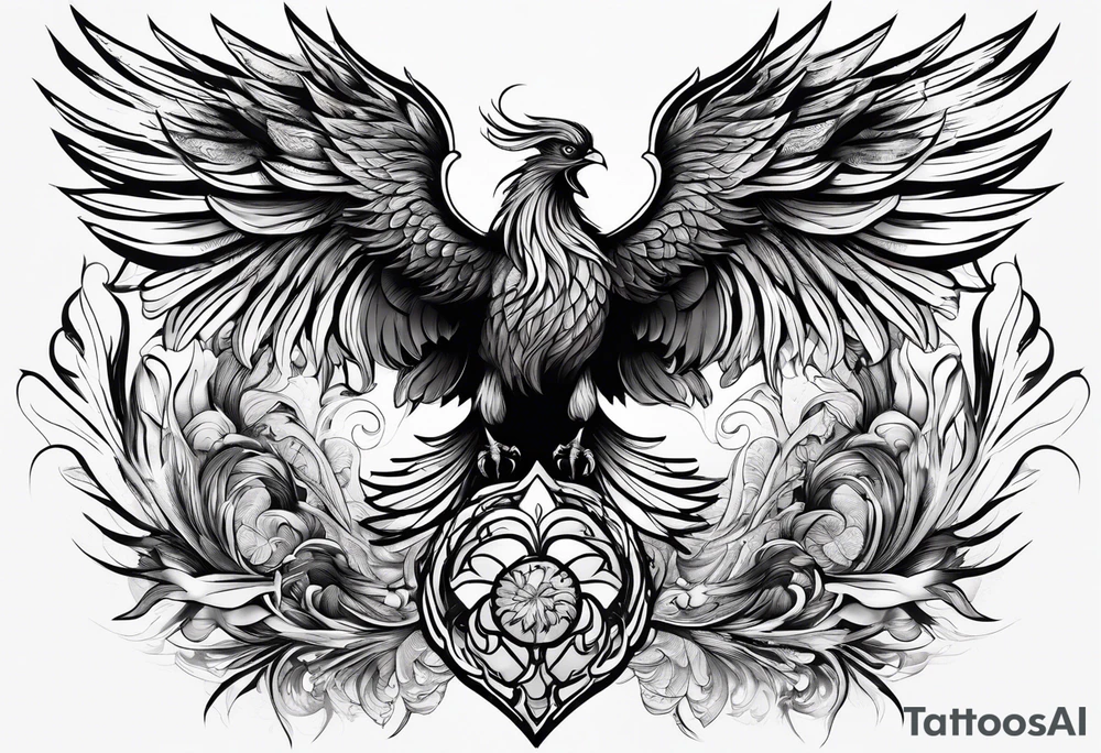 A Phoenix that's transforming from the ashes as it's being stung by a scorpion tattoo idea