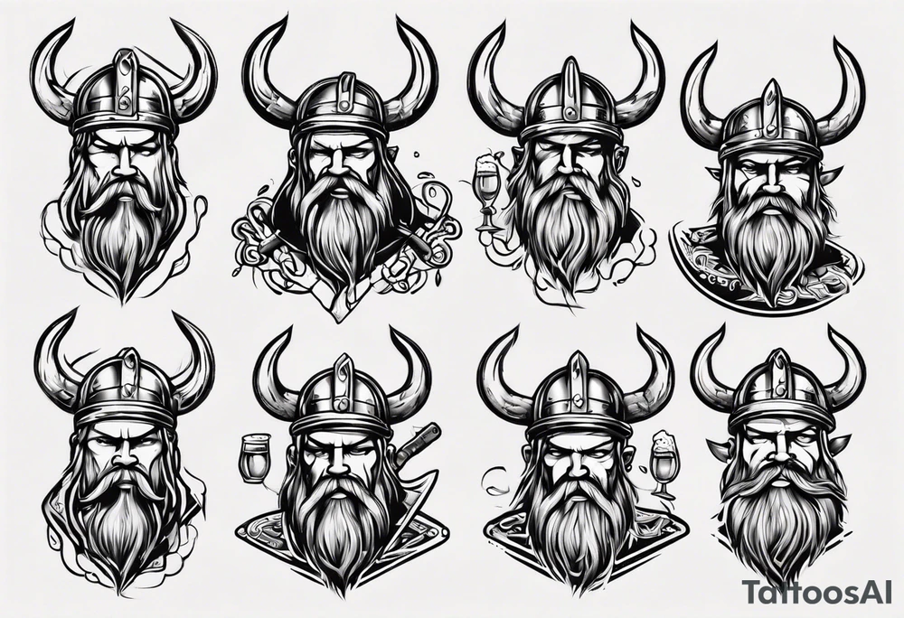 viking drinking beer tattoo idea