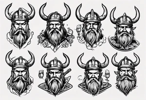 viking drinking beer tattoo idea