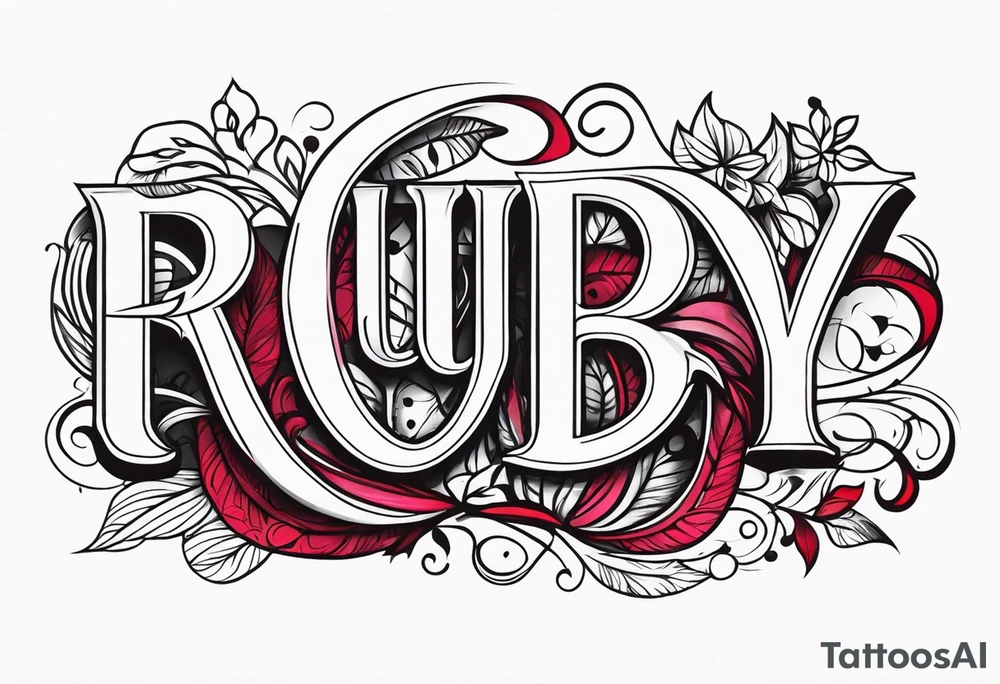 Generate a pretty tattoo with the name of: Ruby tattoo idea Generate a pretty tattoo with the name of: Ruby tattoo idea