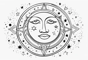 Sun and moon and stars tattoo idea