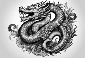 Snake dragon phoenix tattoo idea
