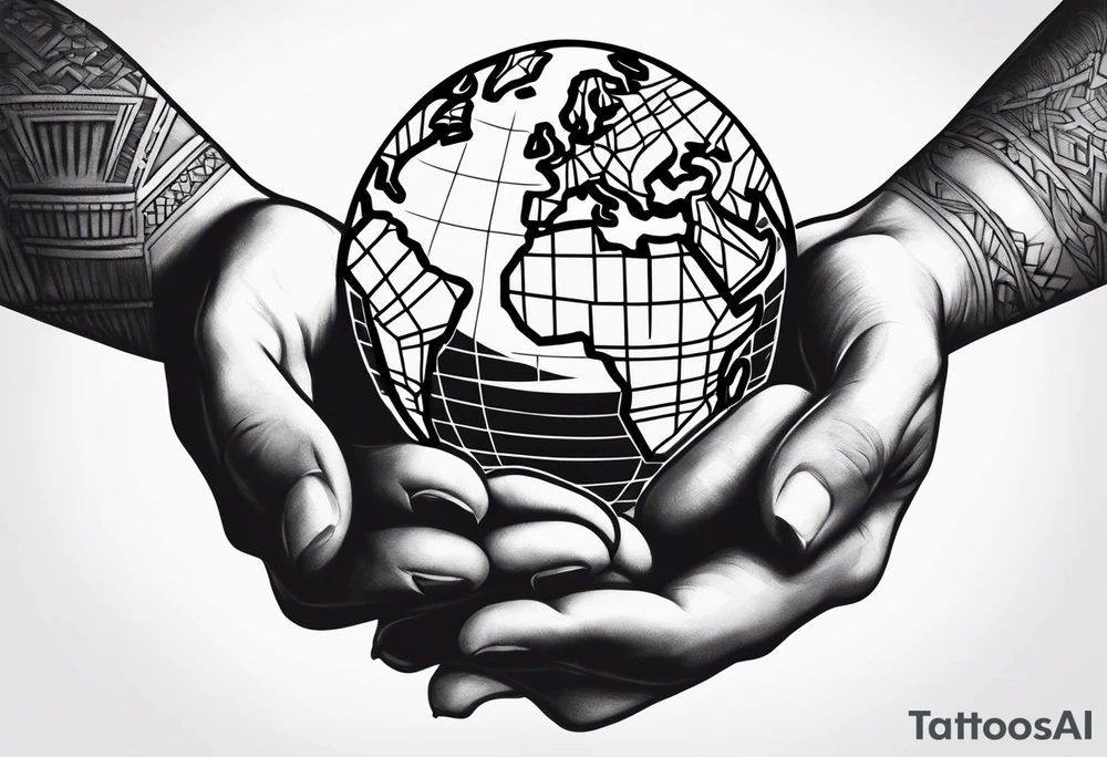 Strong hands holding the earth tattoo idea