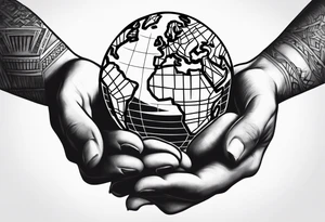 Strong hands holding the earth tattoo idea