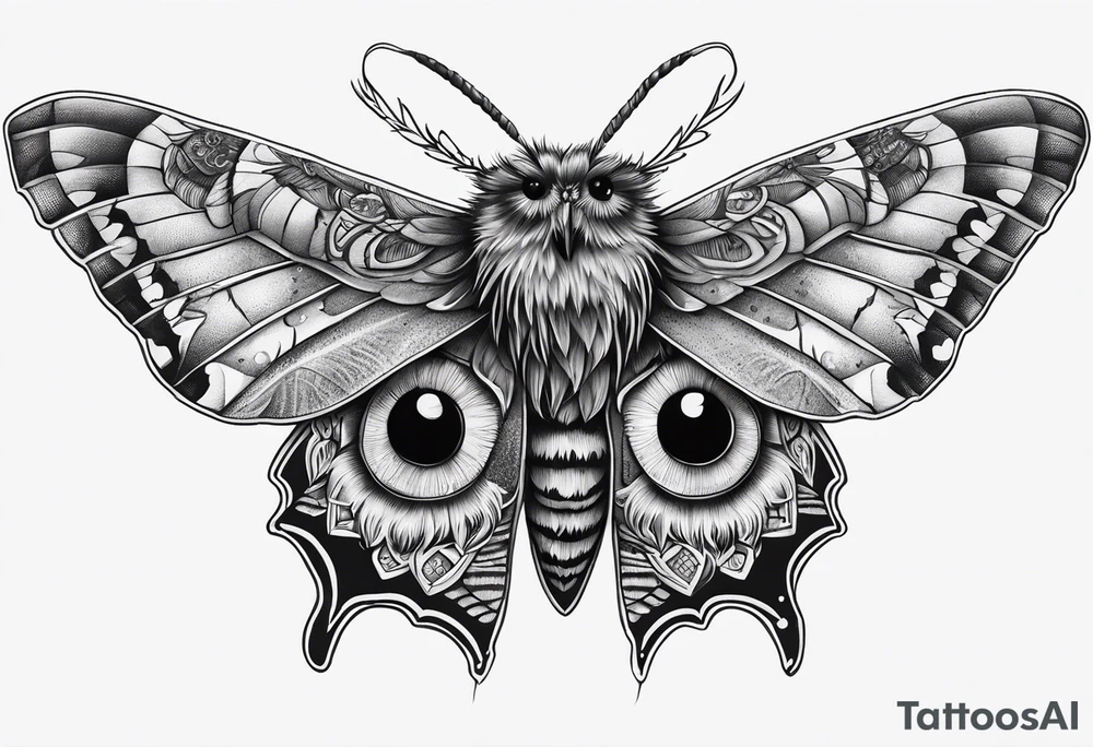 Dead head moth with owl eyes tattoo idea