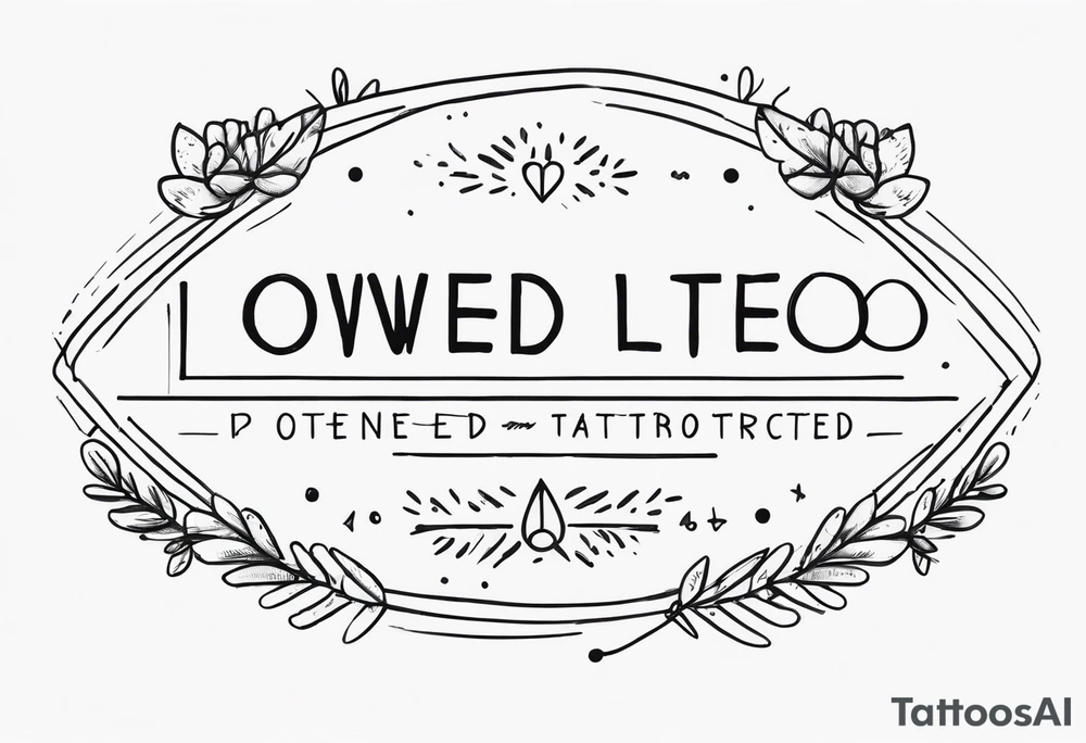 Thin words in a line that say: owned, loved, protected tattoo idea